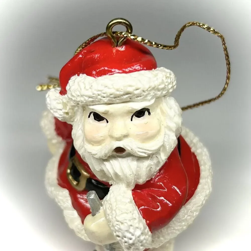 3ct Sports Santa Claus Holiday Figure Christmas Tree Ornament Golf Bat Football